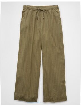 NWOT American Eagle Outfitters Olive green drawstring Wide Leg textured pants